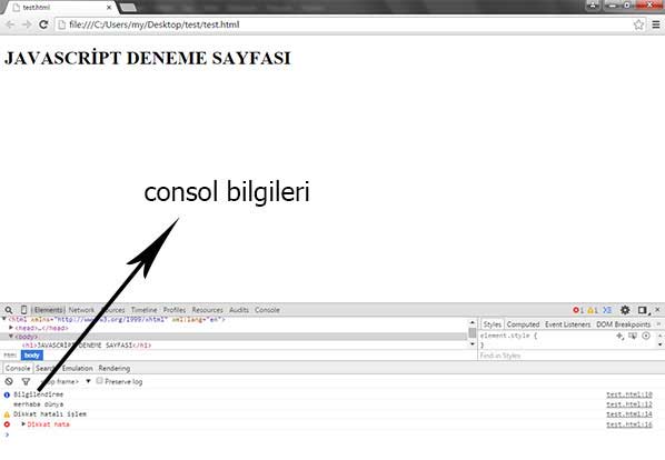 javascript mesaj