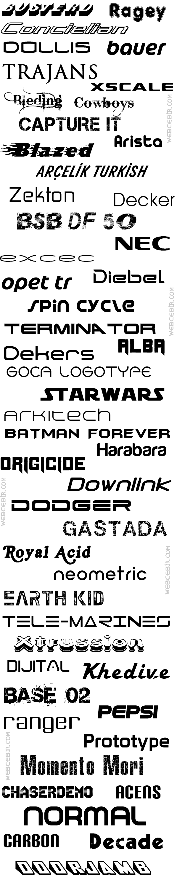 50 harika font